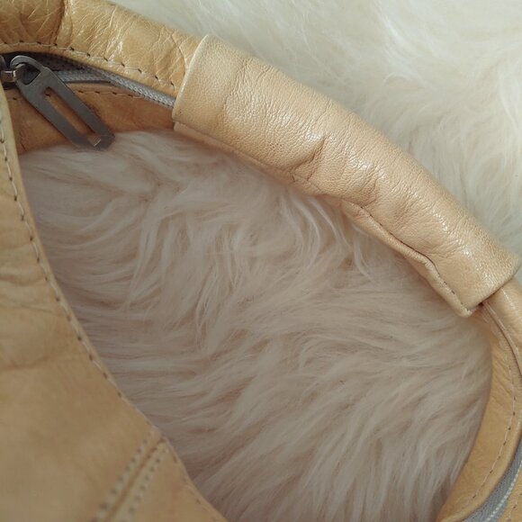 Custom Made Aged/Yellowed-White Leather Mini Handbag - Picture 5 of 13